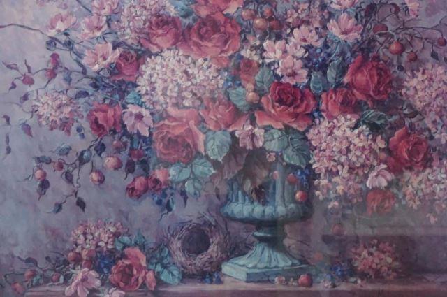 Appraisal: Beautiful Rose Bouquet in Vase still life print by Barbara