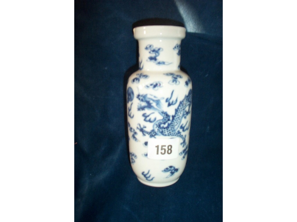 Appraisal: A th century oriental vase with blue and white painted