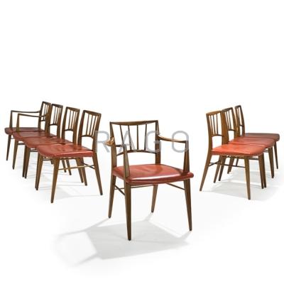 Appraisal: EDWARD WORMLEY DUNBAR Eight dining chairs two arm- six side-