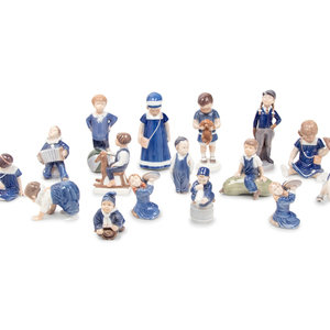 Appraisal: Sixteen Royal Copenhagen Porcelain Figures th Century each with three