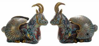 Appraisal: Pair Brass and Cloisonn Figures of Asian Carved White Marble