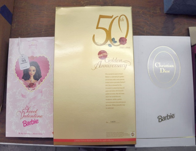 Appraisal: Three Collectible BarbiesBy Mattel Including Sweet Valentine Christian Dior and