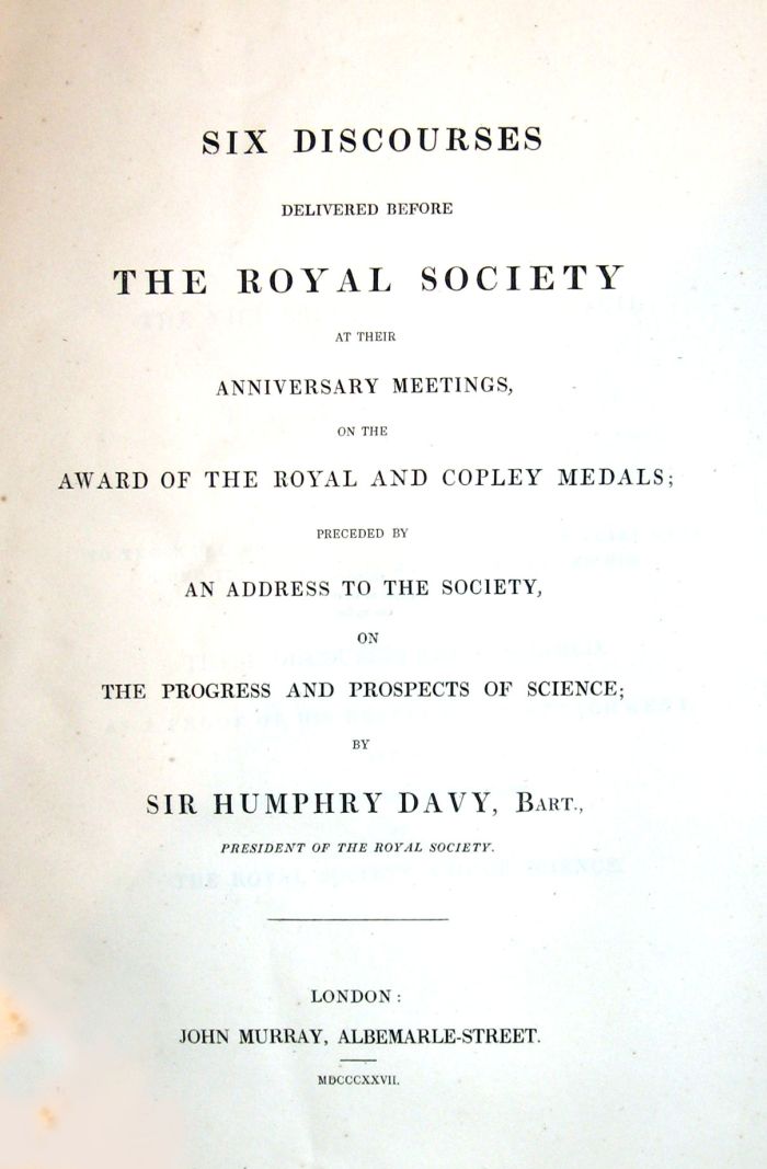 Appraisal: vols Davy Sir Humphrey Elements of Agricultural Chemistry London W