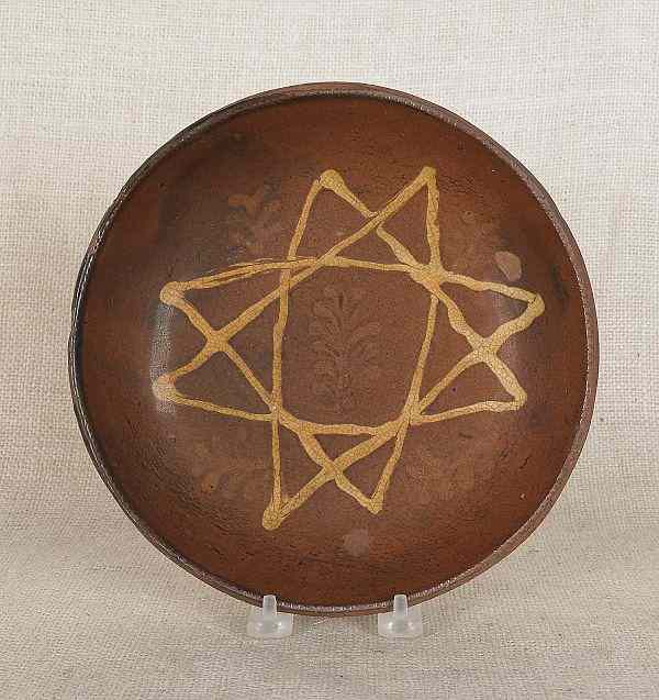 Appraisal: Pennsylvania redware pie plate th c with yellow slip star