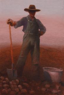 Appraisal: Gary Ernest Smith b Man with Potato Shovel oil on