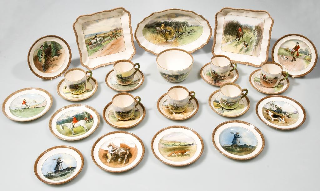 Appraisal: COPELAND SONS HUNTING TEA SERVICE WITH SCENES AFTER LIONEL EDWARDS