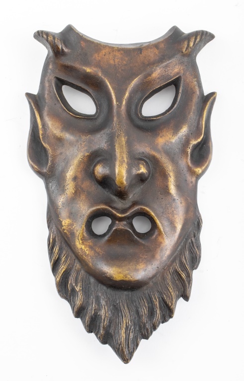 Appraisal: EUROPEAN ART DECO BRONZE MASK OF A SATYR European likely