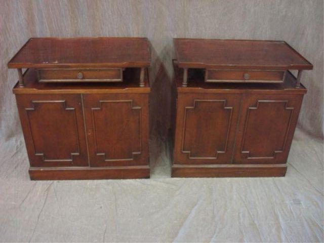 Appraisal: Pair of Mahogany Servers door drawer Dimensions x x