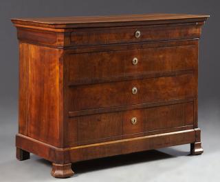 Appraisal: French Restoration Carved Walnut Commode th c the canted corner