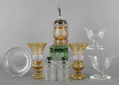 Appraisal: Collection of cut and etched glass to include a Hawkes