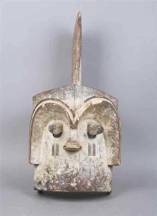 Appraisal: A Carved Wood and Painted Mboto-Mboli Mask Kota Gabon having