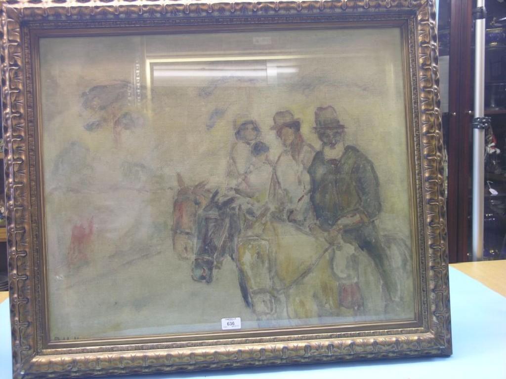 Appraisal: An Eastern European oil on canvas riders on horseback unidentified