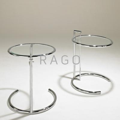 Appraisal: EILEEN GRAY Pair of E tables s Chromed steel and