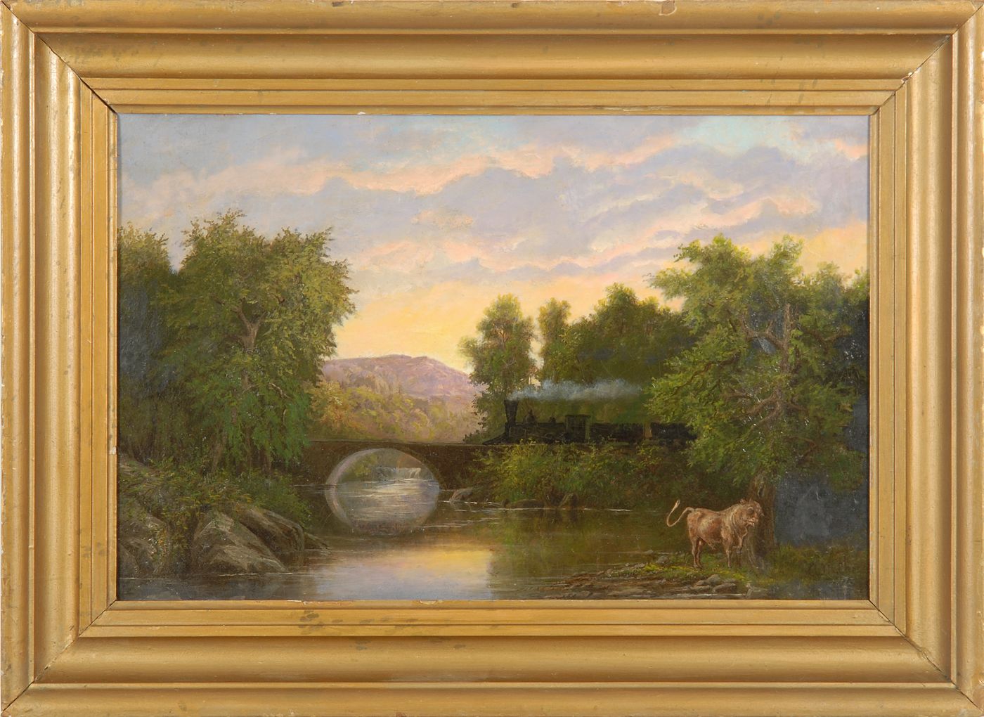 Appraisal: AMERICAN SCHOOL th CenturyLuminous mountain view with river and a