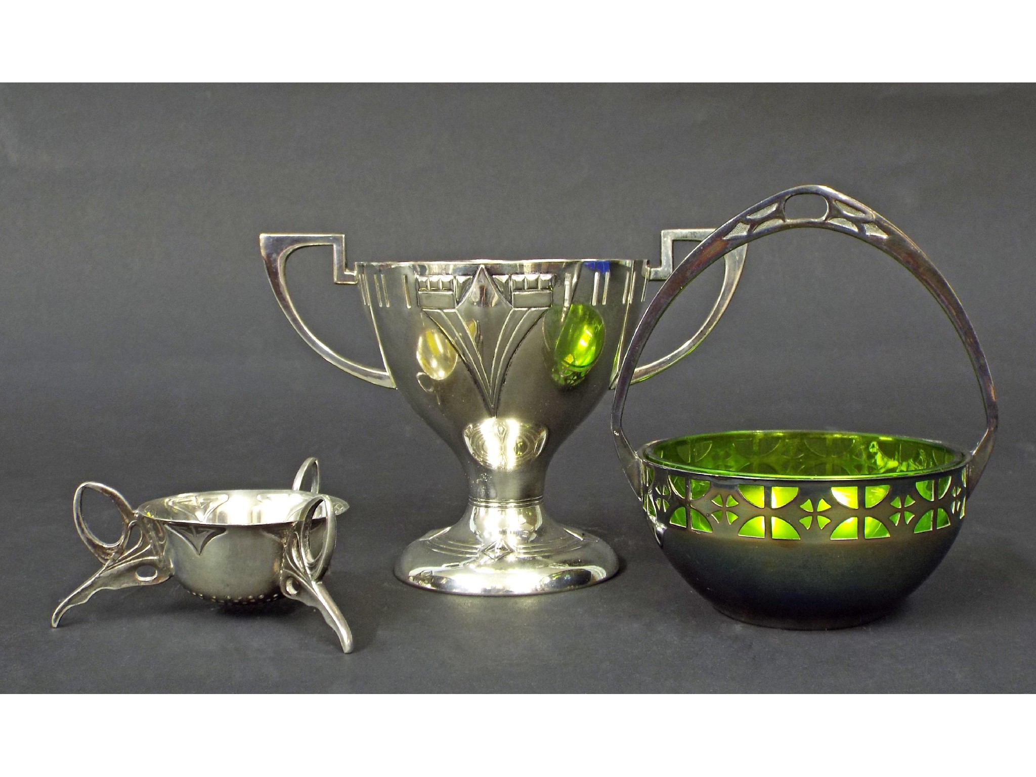 Appraisal: Collection of WMF to include electroplated twin handled cup with