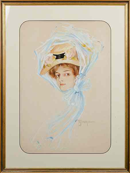 Appraisal: Portrait of a Woman by Arno Bretsnyder Watercolor Arno Bretsynder