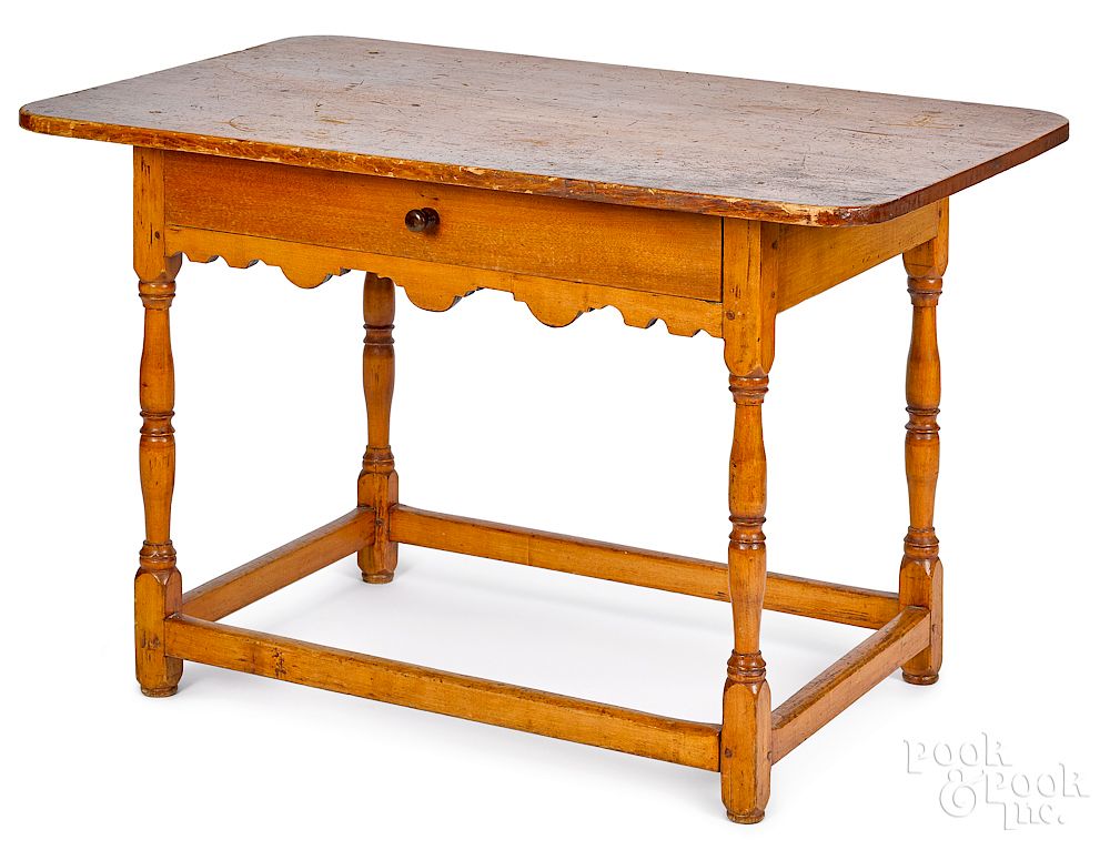 Appraisal: New England pine and birch tavern table New England pine