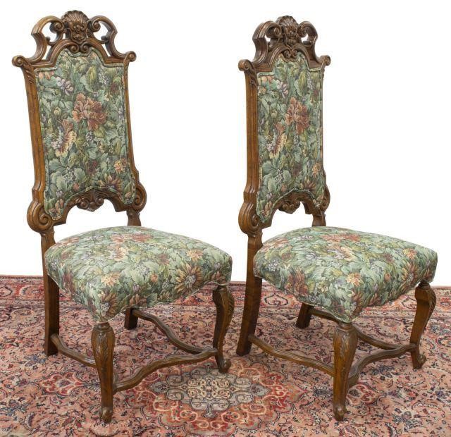 Appraisal: pair Louis XV style side chairs in a walnut finish