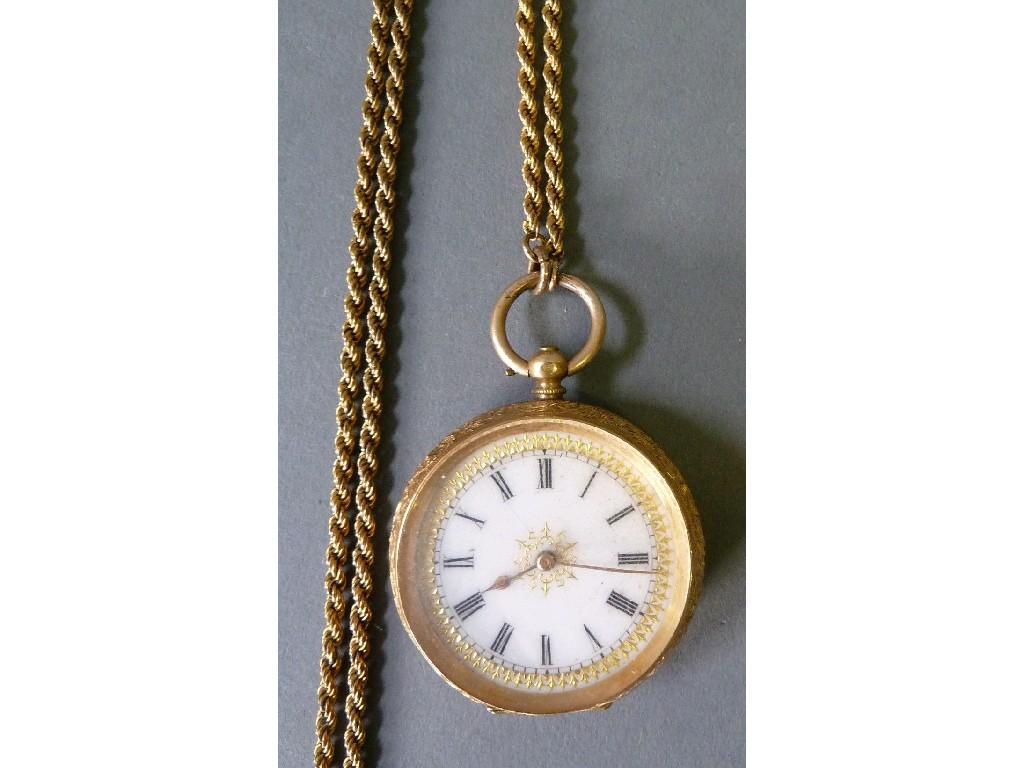 Appraisal: LADY'S EARLY TWENTIETH CENTURY ct GOLD POCKET WATCH with keywind