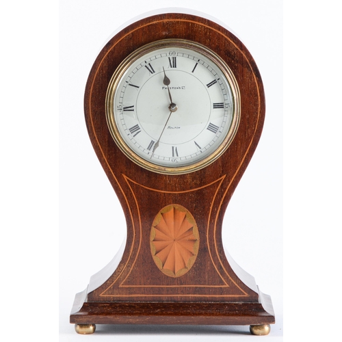 Appraisal: An Edwardian inlaid mahogany balloon shaped mantel clock c the