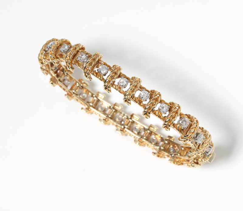 Appraisal: K yellow gold set with full-cut round diamonds totaling approximately