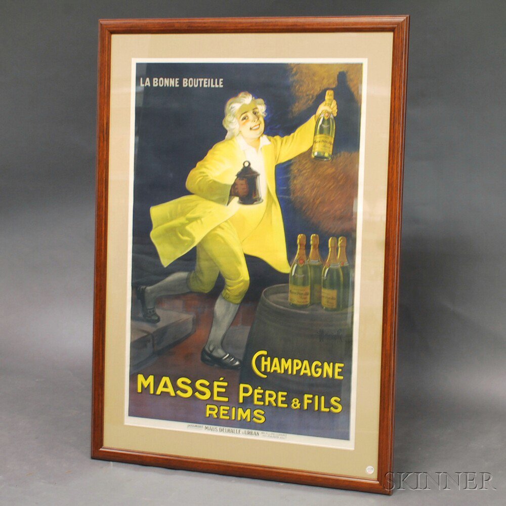 Appraisal: Masse Pere Fils Champagne Framed Poster x in Estimate -