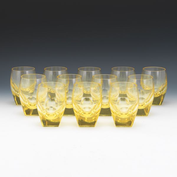 Appraisal: TWELVE MOSER BAR TUMBLER GLASSES Eldor color modern Bar pattern