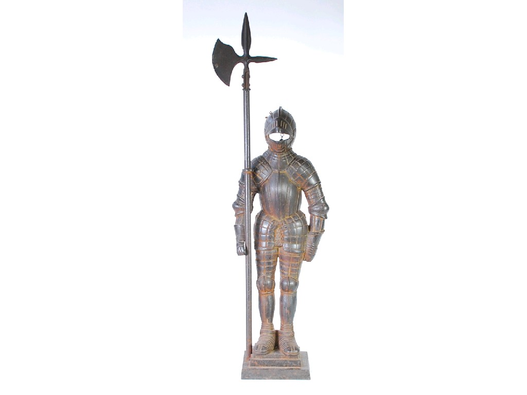 Appraisal: EARLY TWENTIETH CENTURY CAST IRON KNIGHT IN ARMOUR FIRESIDE COMPANION