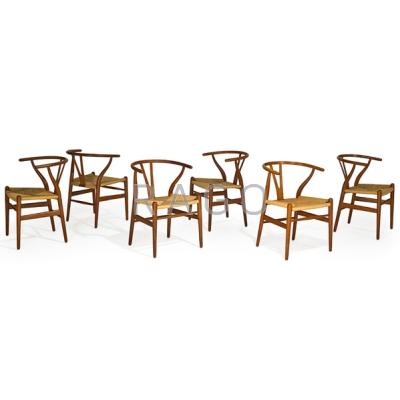 Appraisal: HANS WEGNER - CARL HANSEN SON Set of six Wishbone