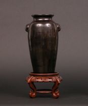 Appraisal: Oriental Oil Spot Vase Late th Early th Century Black