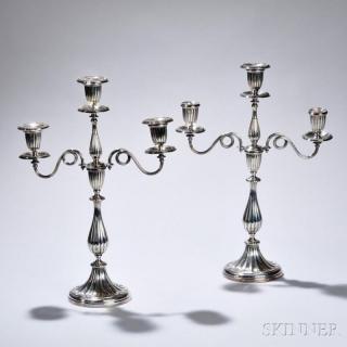 Appraisal: Pair of Victorian Silver-plate Convertible Candelabra Birmingham - Elkington Co