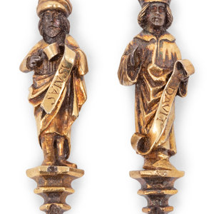 Appraisal: A Pair of German or Swiss Silver-Gilt Figures of David