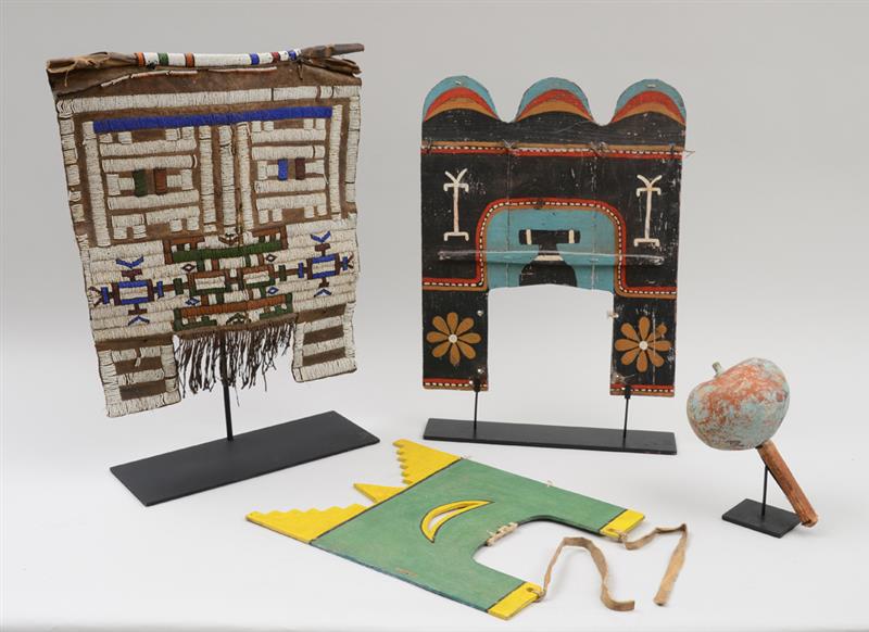 Appraisal: GROUP OF FOUR SOUTHWEST INDIAN ARTICLES Comprising a beadwork and