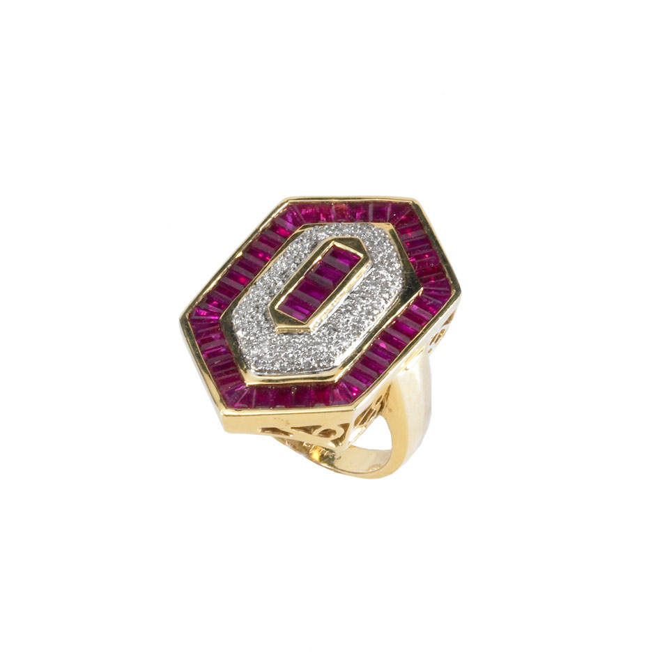 Appraisal: Bellarri k Yellow Gold Ring set with baguette cut rubies