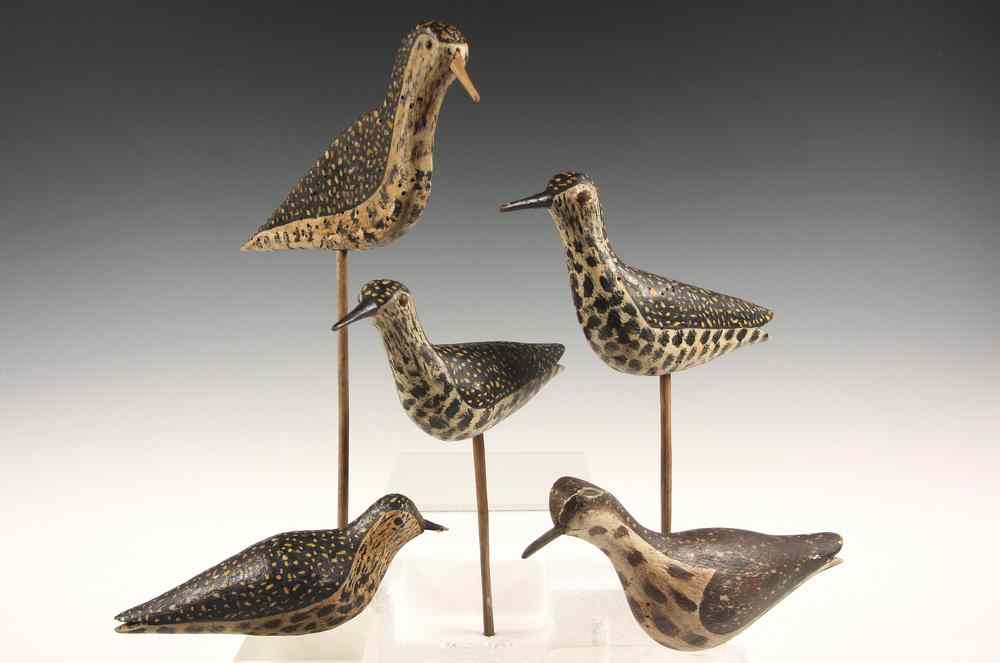 Appraisal: SHOREBIRD DECOYS - Five ca Sandpiper Decoys from the Doubleday