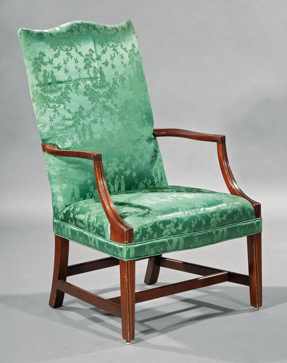 Appraisal: American Federal Carved Mahogany Lolling Chair early th c serpentine