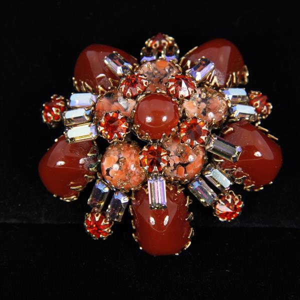 Appraisal: Schreiner New York Confetti and Jelly Cabochon Brooch Pin in