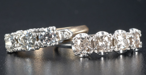 Appraisal: Two diamond rings early th C an k wg Jabel