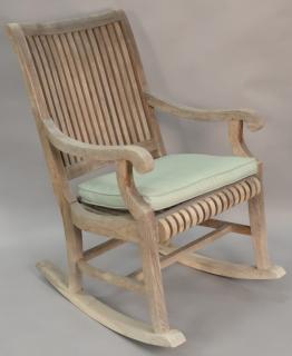 Appraisal: Smith Hawken teak rocking chair Smith Hawken teak rocking chair