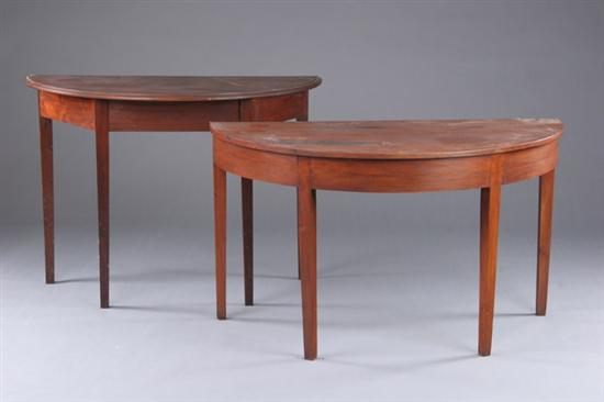 Appraisal: AMERICAN FEDERAL STYLE DEMILUNE CONSOLE TABLES th century th century