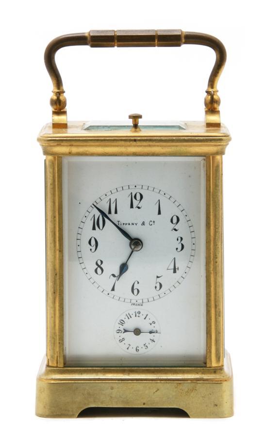 Appraisal: Brass and Glass Carriage Clock retailed by Tiffany and Co