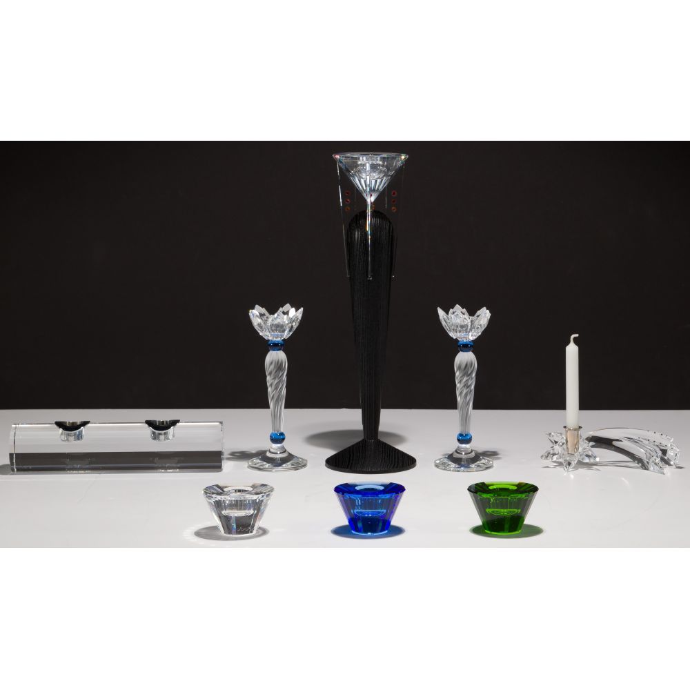 Appraisal: SWAROVSKI CRYSTAL CANDLEHOLDER ASSORTMENT items including Blue Flower Candleholder Crystal