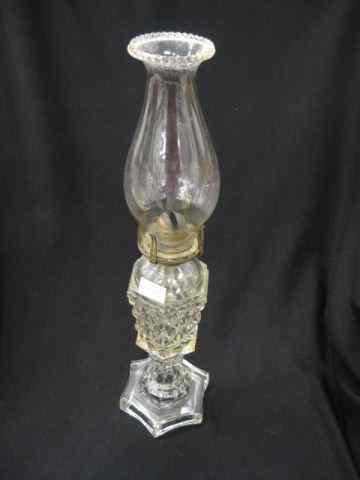 Appraisal: th Century Glass Oil Lamp diamond design hexagon shaping ''