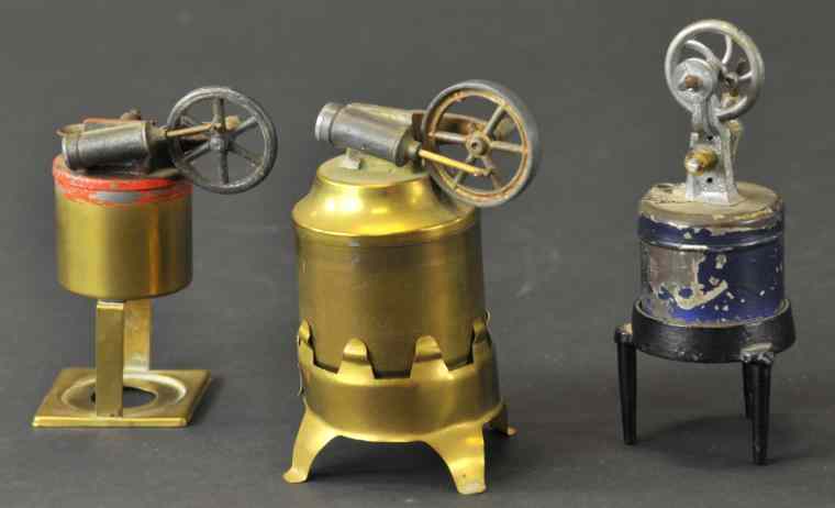 Appraisal: THREE BUCKNER STEAM TOYS Two made of brass miniature models