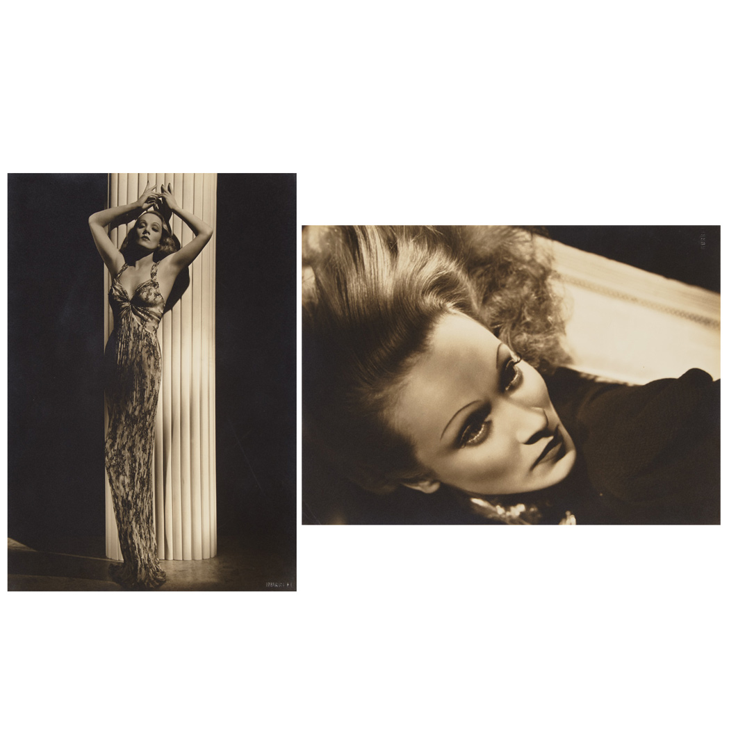 Appraisal: DIETRICH MARLENE Two vintage photographs of Dietrich by George Hurrell