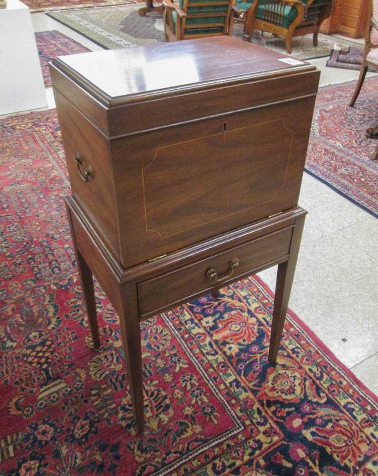 Appraisal: FEDERAL STYLE MAHOGANY FLATWARE CHEST ON STAND attributed to the