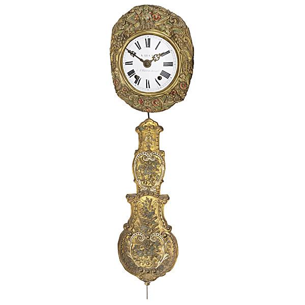 Appraisal: FRENCH MORBIER STYLE CLOCKWag-on-the-wall time and strike two weight with