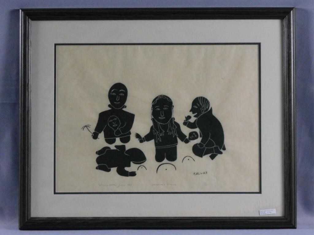 Appraisal: HELEN KALVAK - CANADA SIGNED STONE CUTon paper titled Shaman's