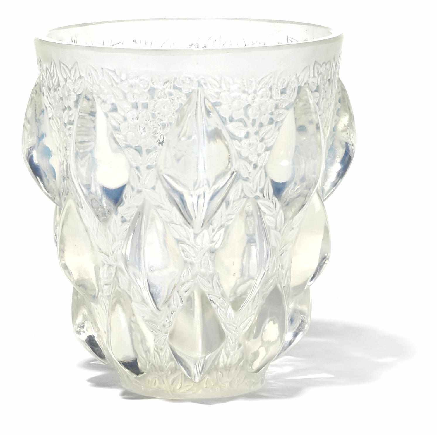 Appraisal: A Ren Lalique opalescent glass vase Rampillon Marcilhac model introduced