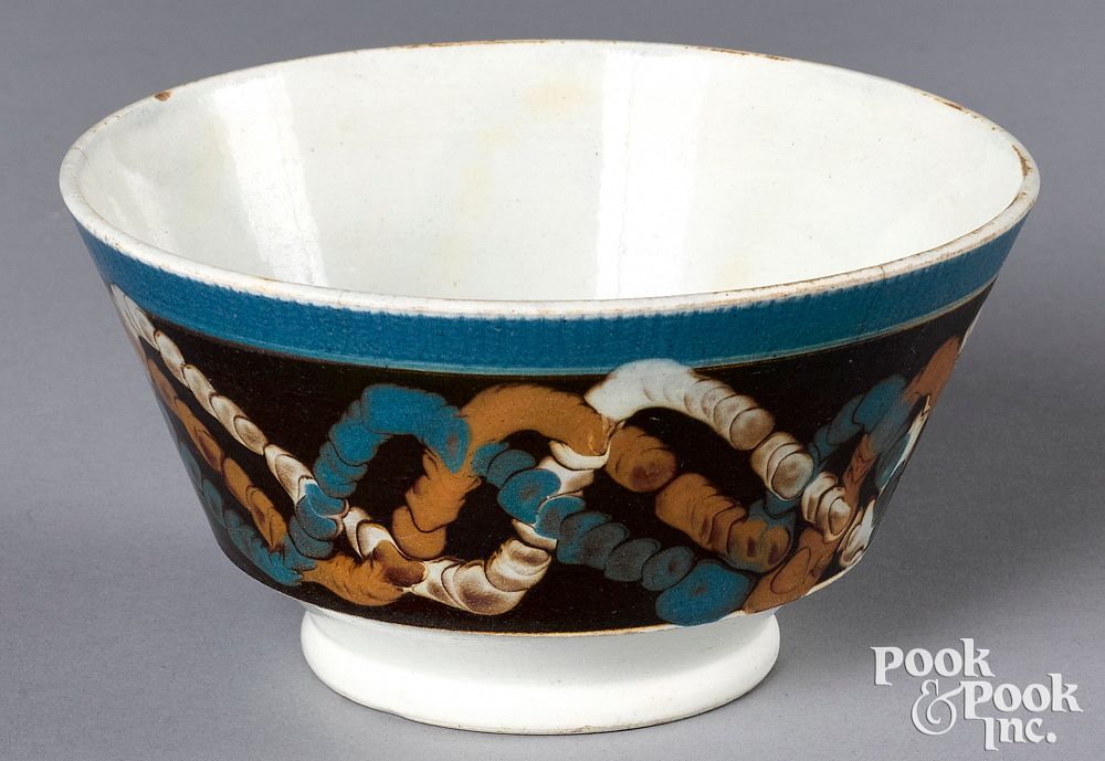 Appraisal: Mocha bowl with earthworm decoration Mocha bowl with earthworm decoration